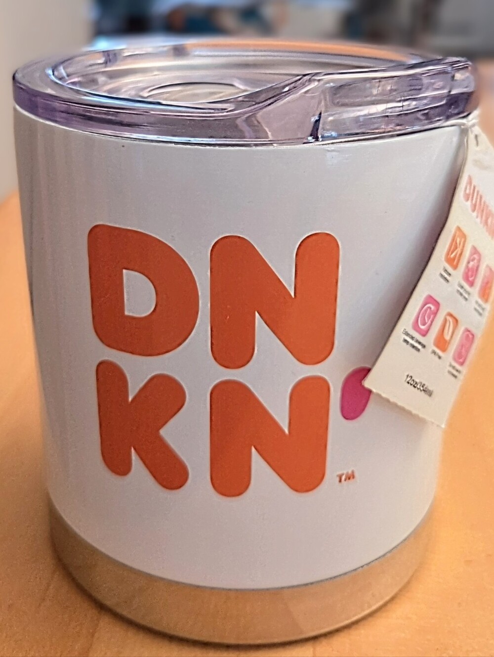 Dunkin' Donuts TUMBLER DNKN' NEW TAG 12oz 2019 Hot/Cold Stainless Travel cup Lid